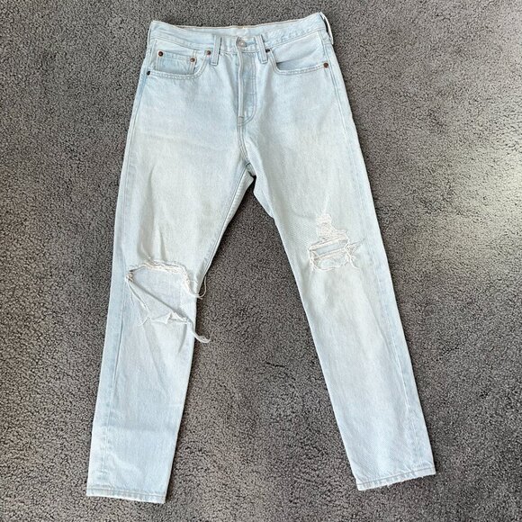 LEVI'S BIG E LIGHT WASH 501 S BUTTON FLY JEANS - W27 L 28 - Picture 1 of 15